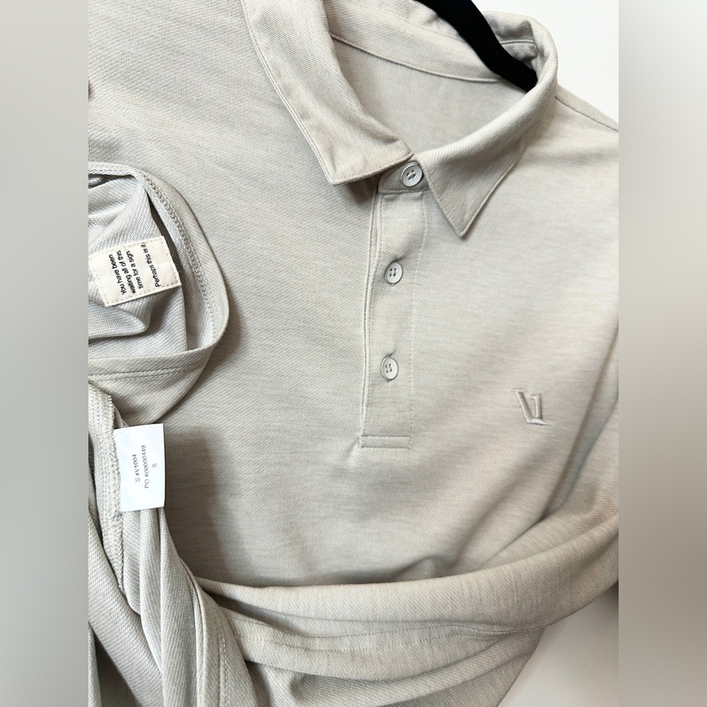 Vuori Knit Twill Polo - Beachsand Heather - S - Picture 10 of 10